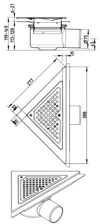 Line Drawing - Drain-Liquid membrane-Triangular