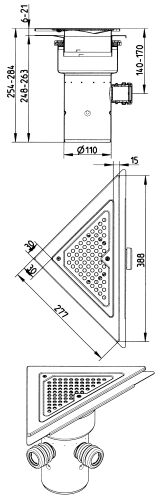 Line Drawing - Drain-Liquid membrane-Triangular