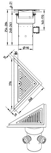 Line Drawing - Drain-Liquid membrane-Triangular