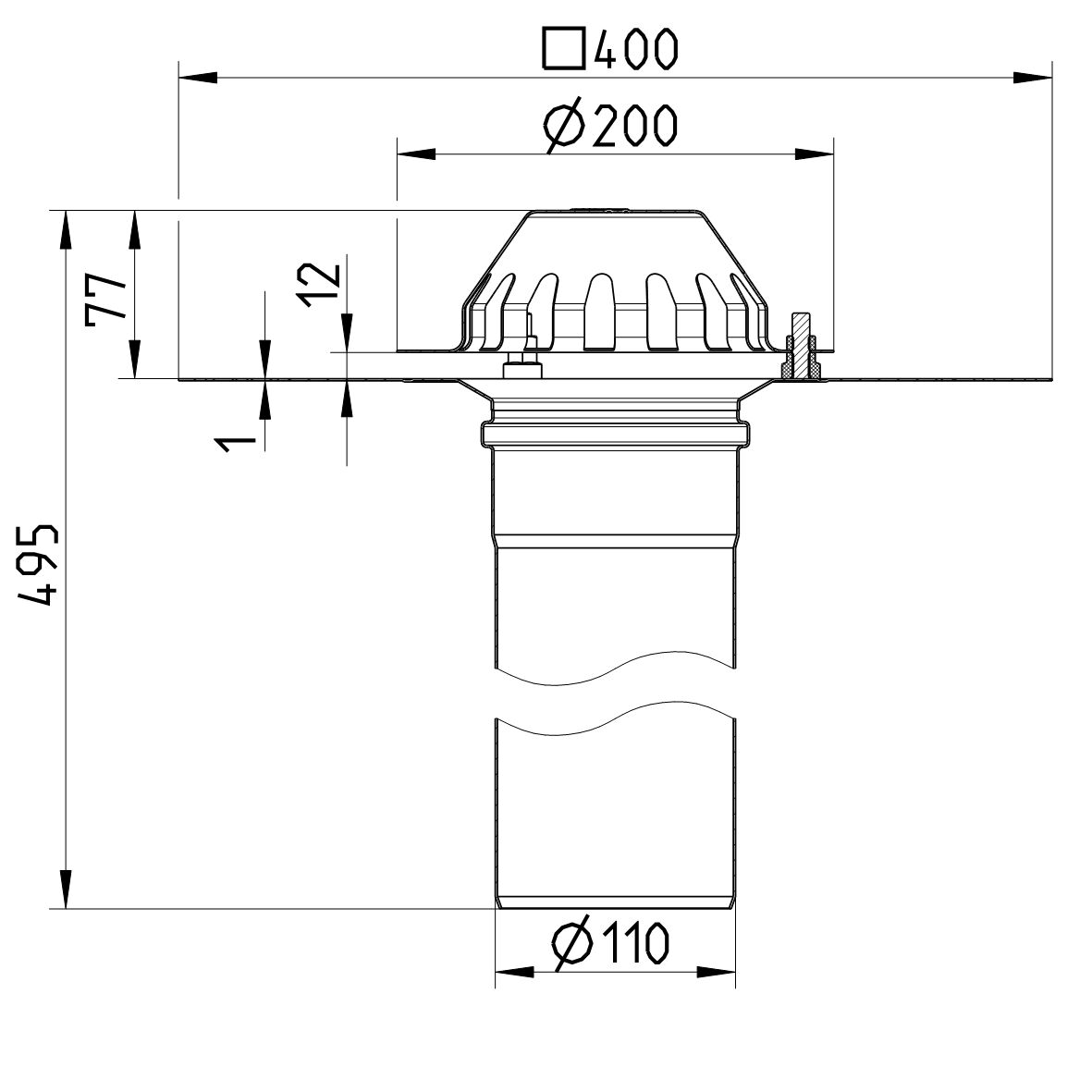 Line Drawing - Drain for gravity-bitumen