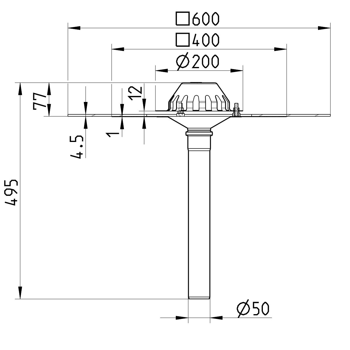 Line Drawing - Drain for gravity-bitumen collar