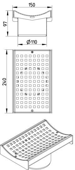 Line Drawing - Drain-No membrane-Rectangular