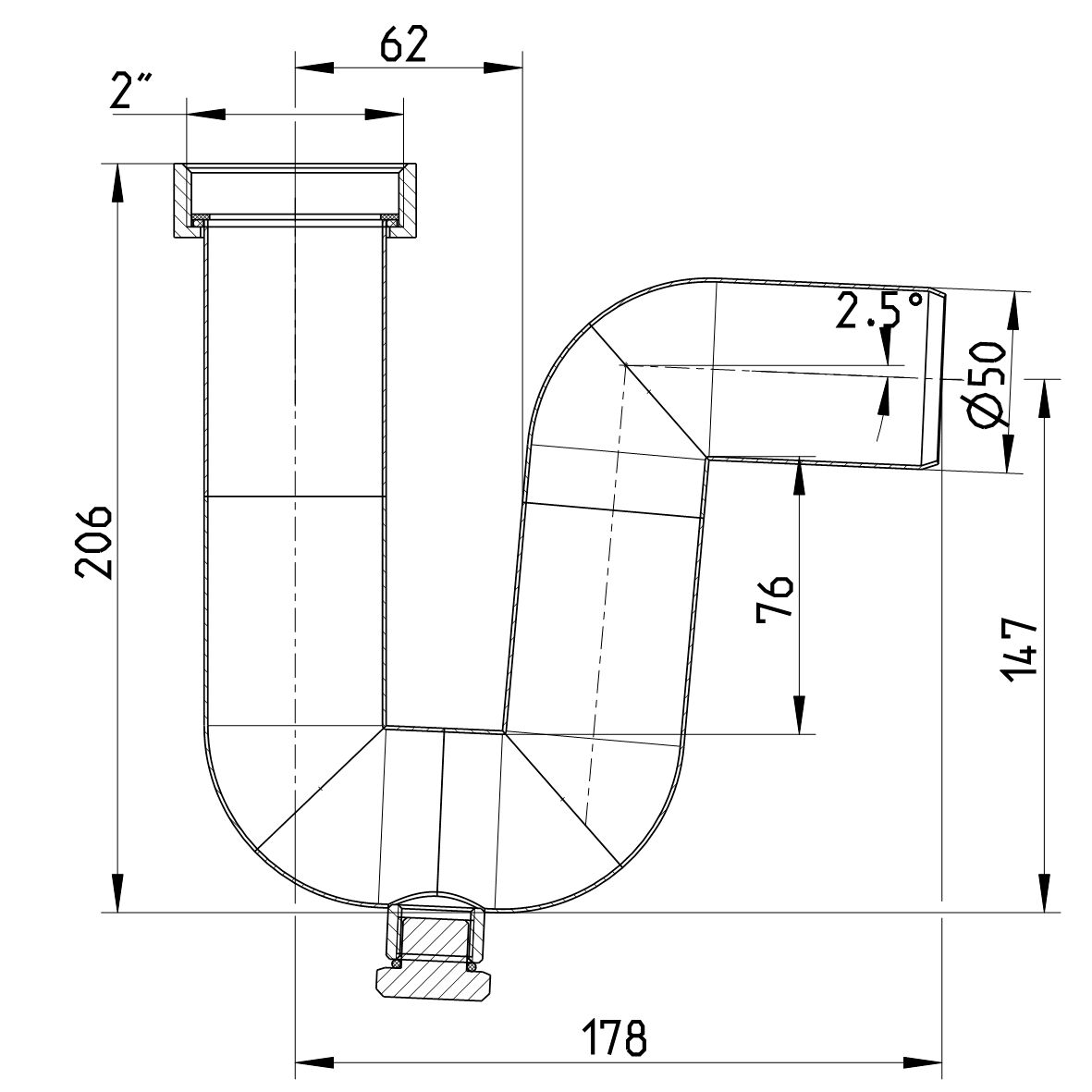 Line Drawing - Water trap-handwash