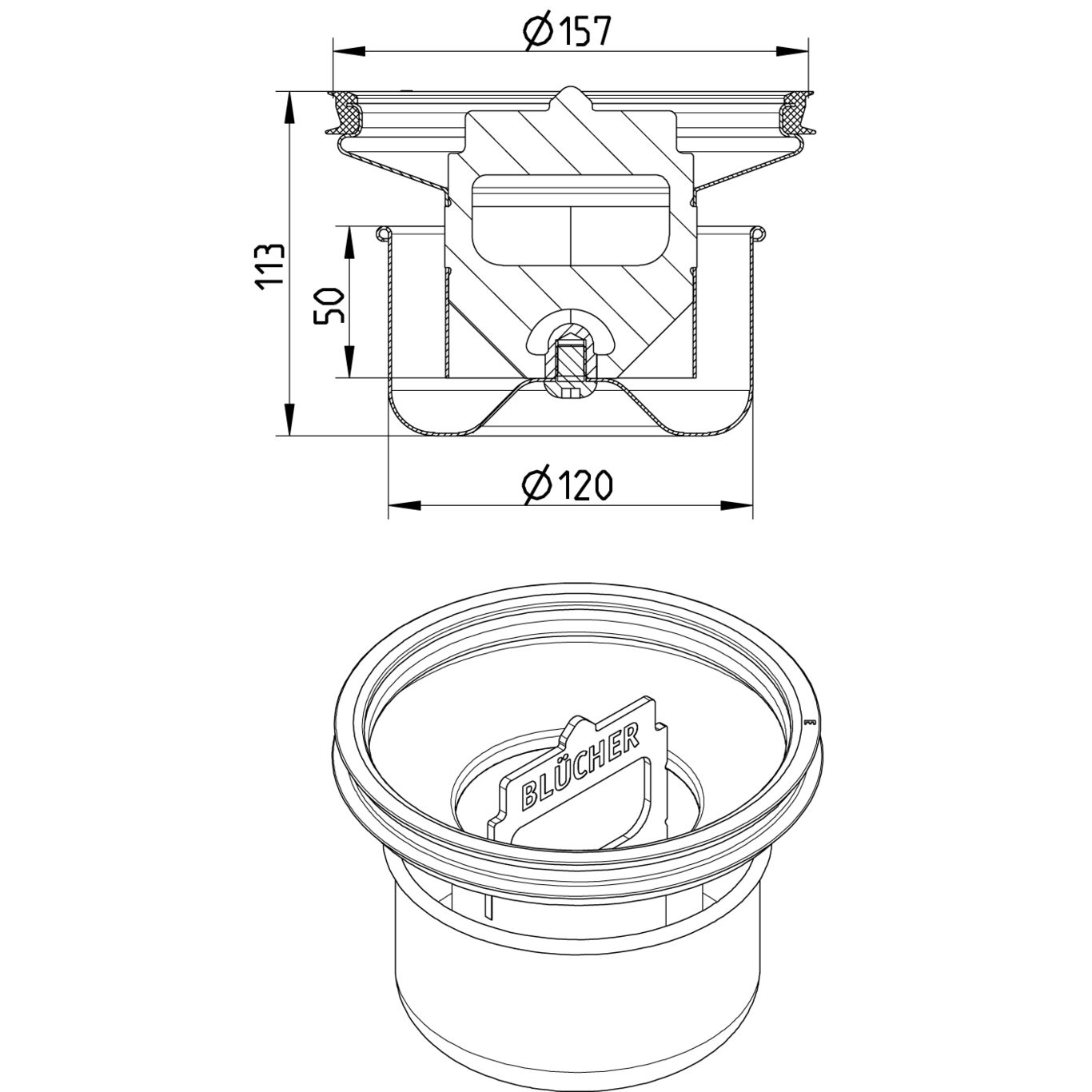 Line Drawing - Water trap-160