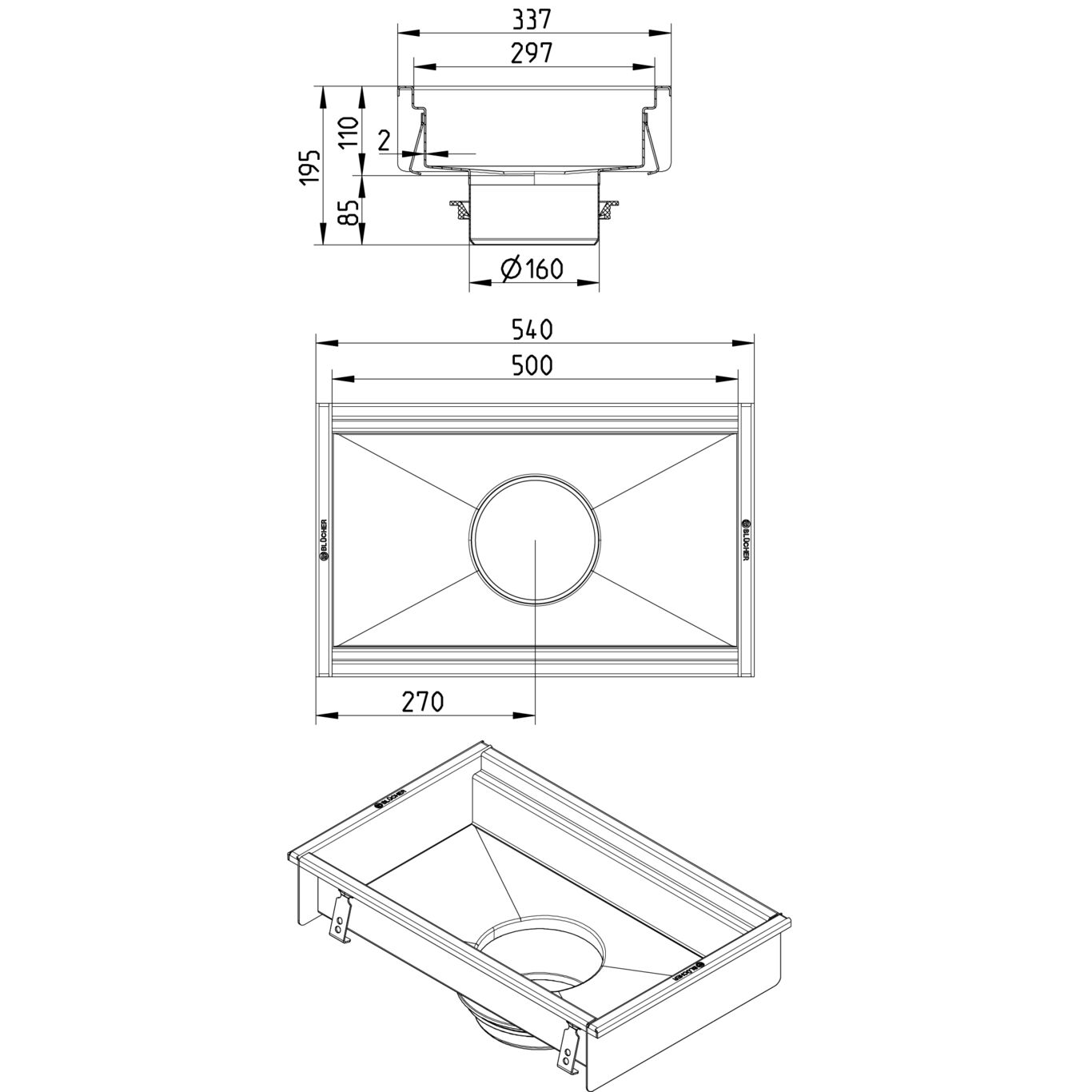 Line Drawing - Kitchen channel-No membrane