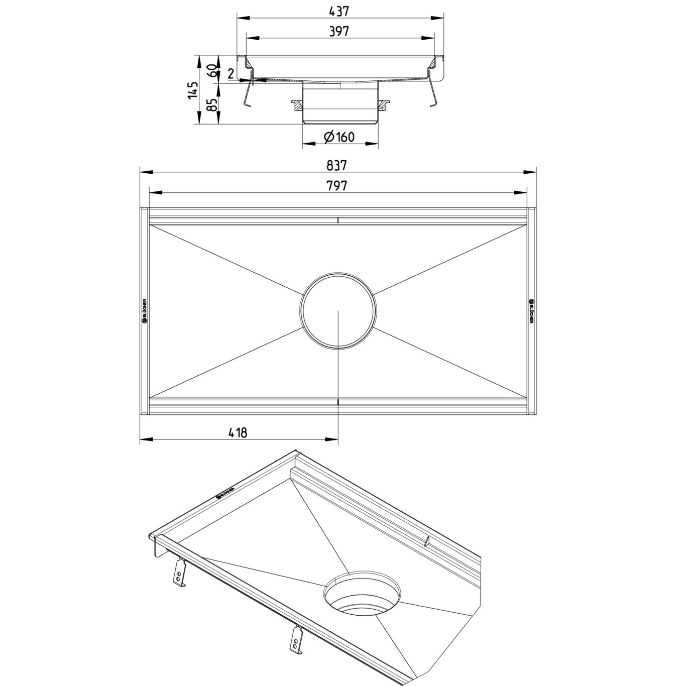 Line Drawing - Kitchen channel-No membrane