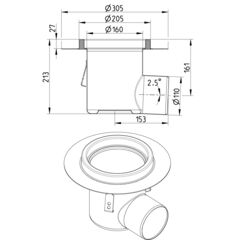 Line Drawing - Drain-No membrane-205