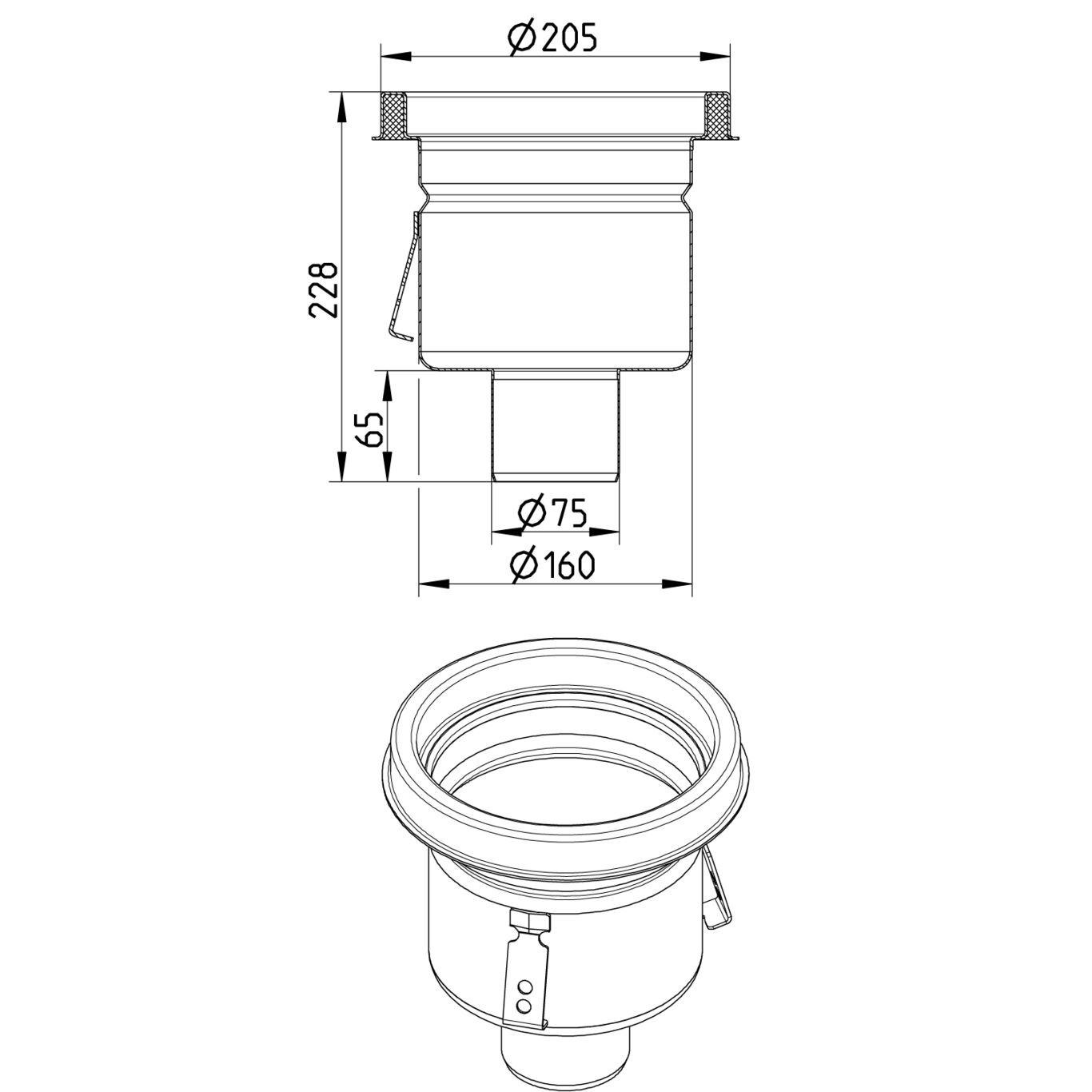 Line Drawing - Drain-No membrane-205