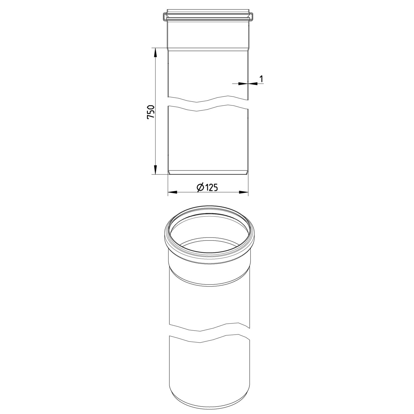 Line Drawing - Straight pipe