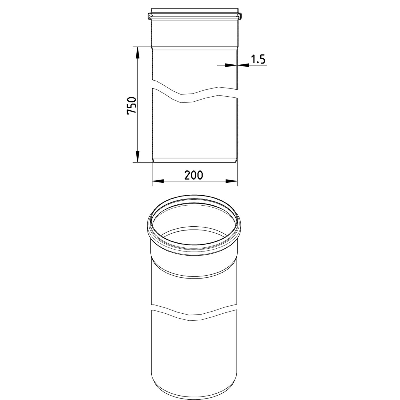 Line Drawing - Straight pipe