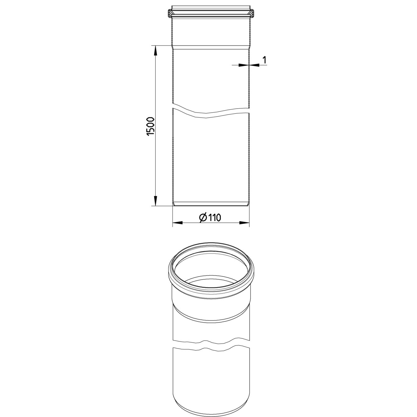 Line Drawing - Straight pipe