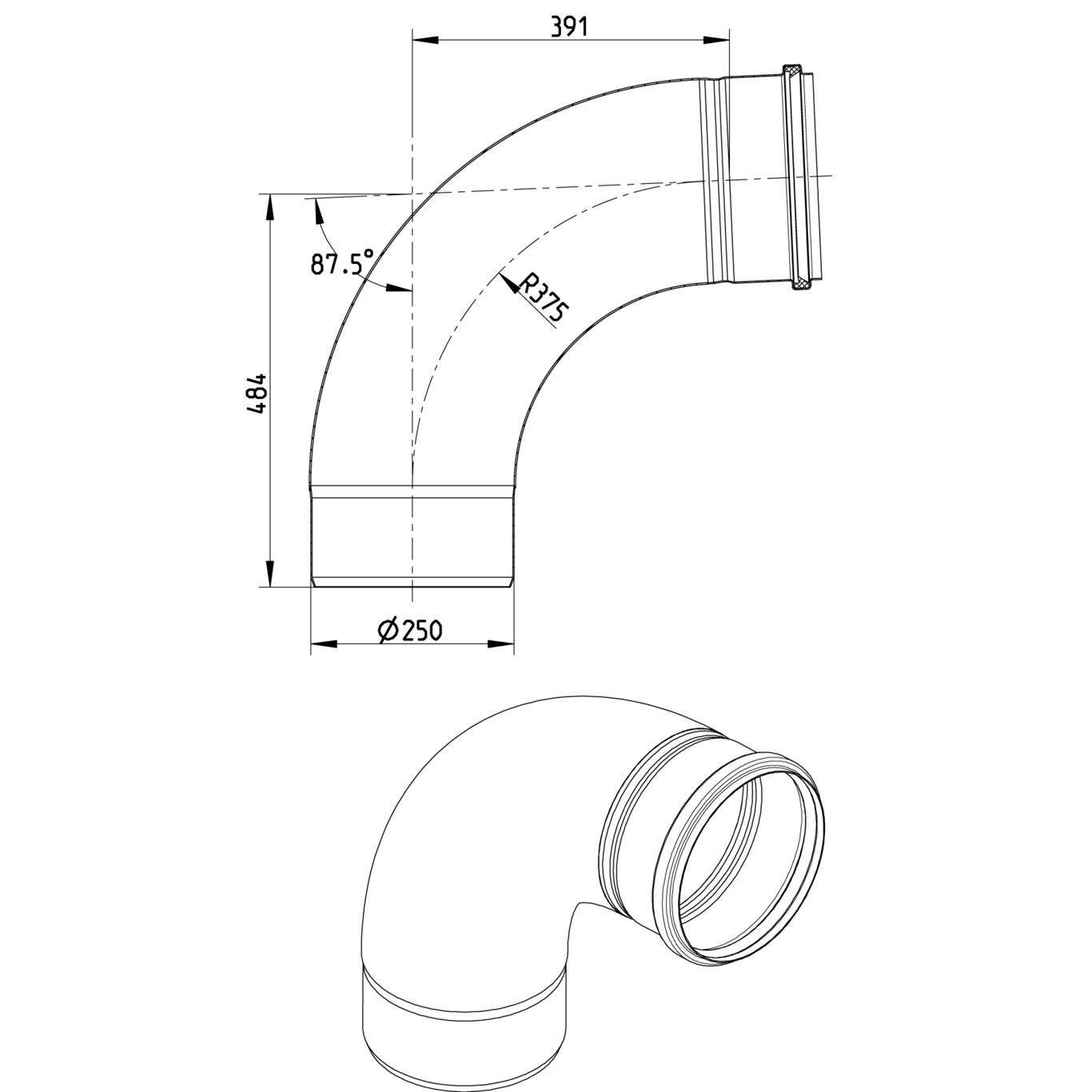 Line Drawing - Bend-87.5-large radius