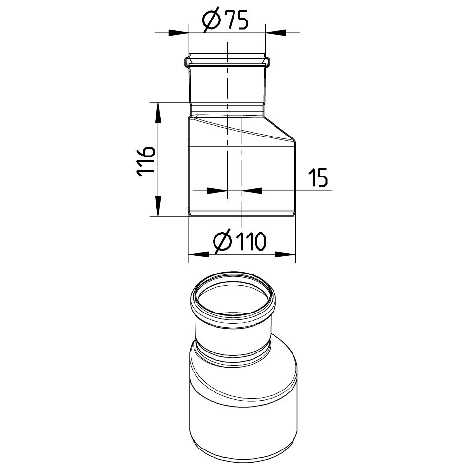 Line Drawing - Increaser-eccentric