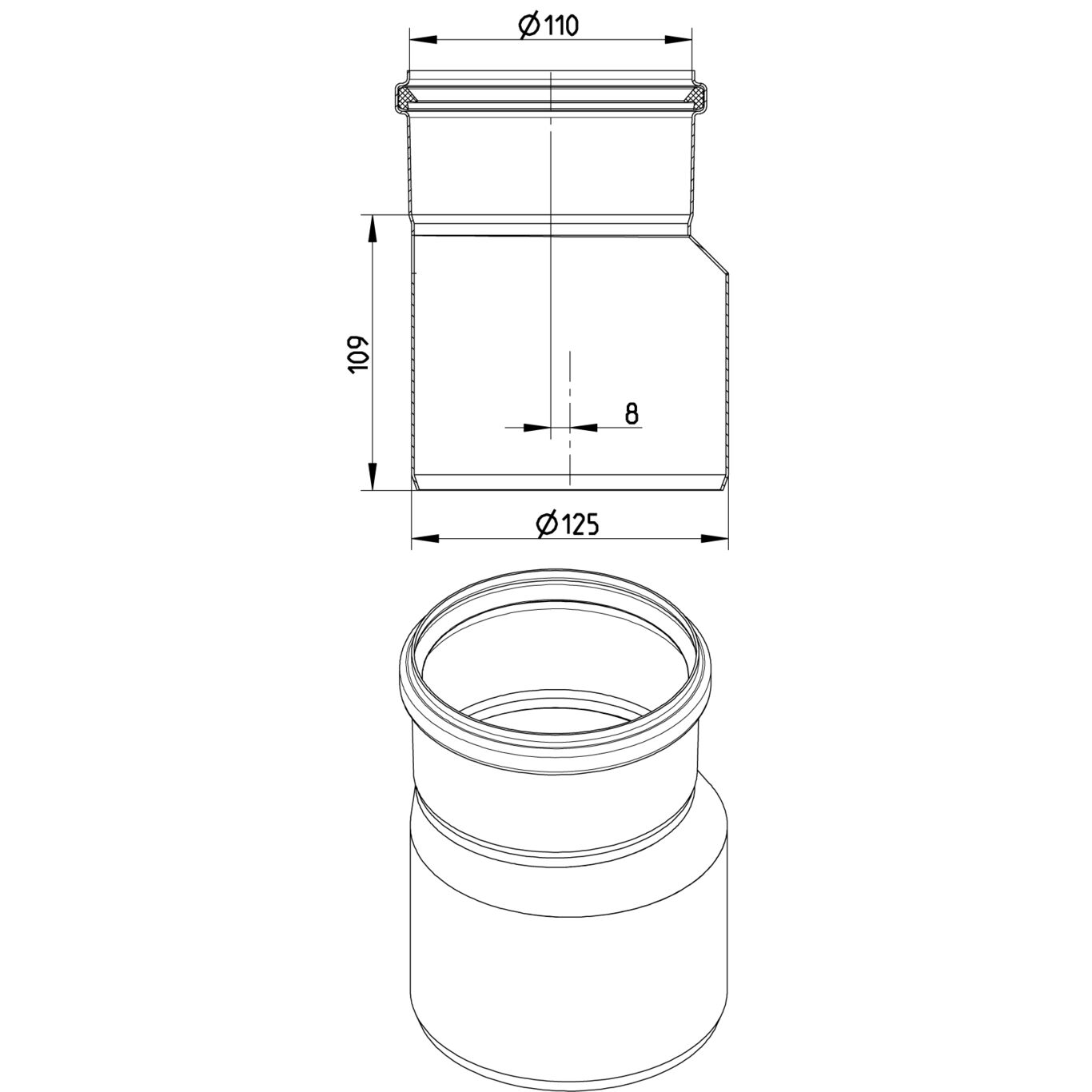 Line Drawing - Increaser-eccentric