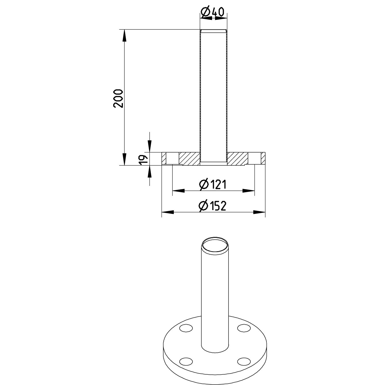 Line Drawing - Adaptor-flange-ANSI