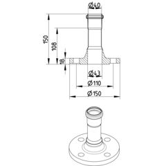 Line Drawing - Adaptor-flange-DIN