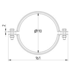 Line Drawing - Pipe hanger-EPDM-2 M6 bolts