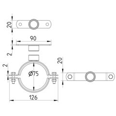 Line Drawing - Pipe hanger-EPDM-BSP threaded