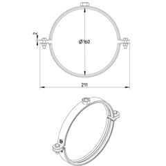 Line Drawing - Pipe hanger-EPDM-UNC threaded