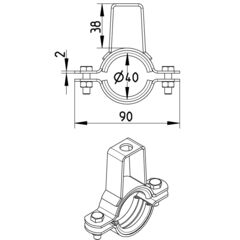 Line Drawing - Pipe hanger-EPDM-bracket