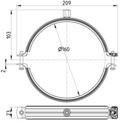 Line Drawing - Pipe hanger-EPDM-galvanized