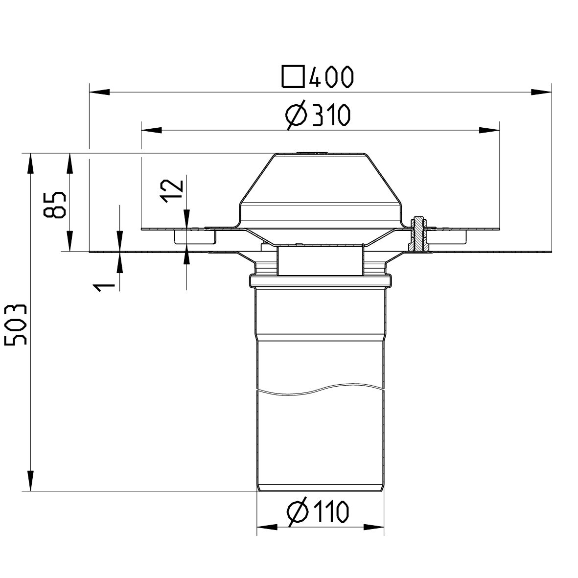 Line Drawing - Drain for siphonic-bitumen