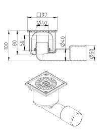 Line drawing of a drain from the series Drain-No membrane-97.