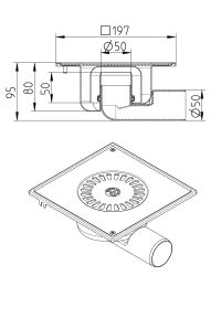 Line drawing of a drain from the series Drain-No membrane-197.